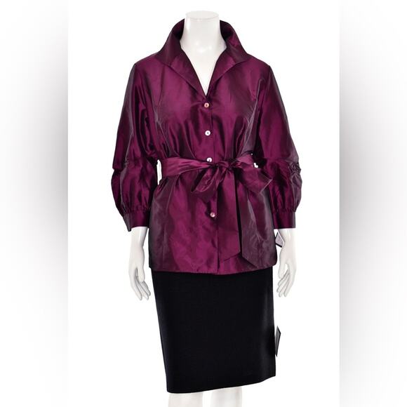Lafayette 148 2 New York 100% Silk Wrap Blouse in Sugar Plum - Picture 1 of 8